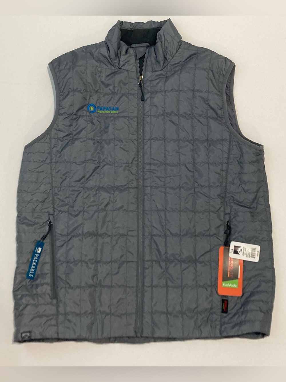 Storm Creek Mens Quilted Thermolite Vest Grey Company Logo NWT XL